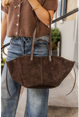 21Jewelz Midi suede shopper met dubbel hengsel - choco