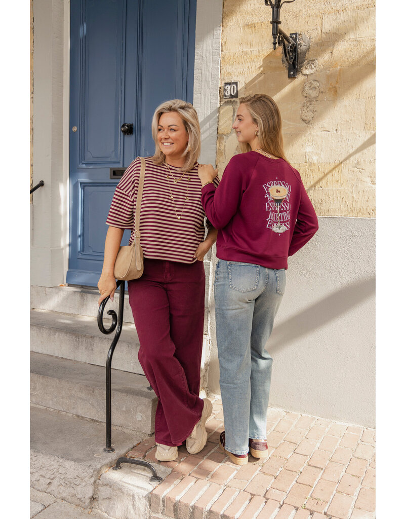 21Jewelz Gestreept shirt - bordeaux/camel