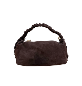 21Jewelz Suede tas met gevlochten hengsel - choco bruin