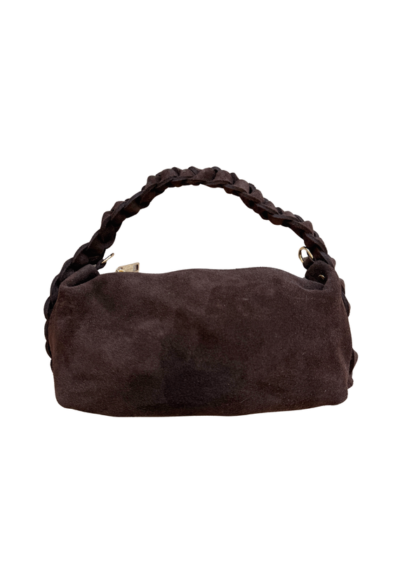 21Jewelz Suede tas met gevlochten hengsel - choco bruin