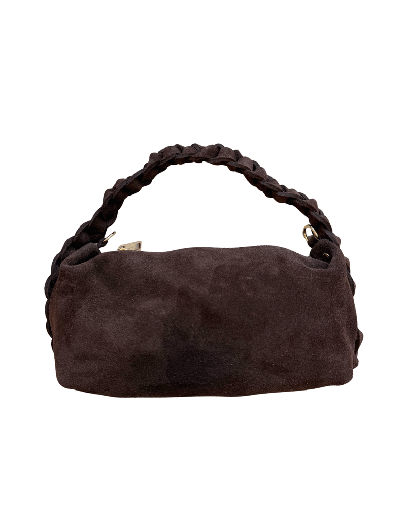 21Jewelz Suede tas met gevlochten hengsel - choco bruin