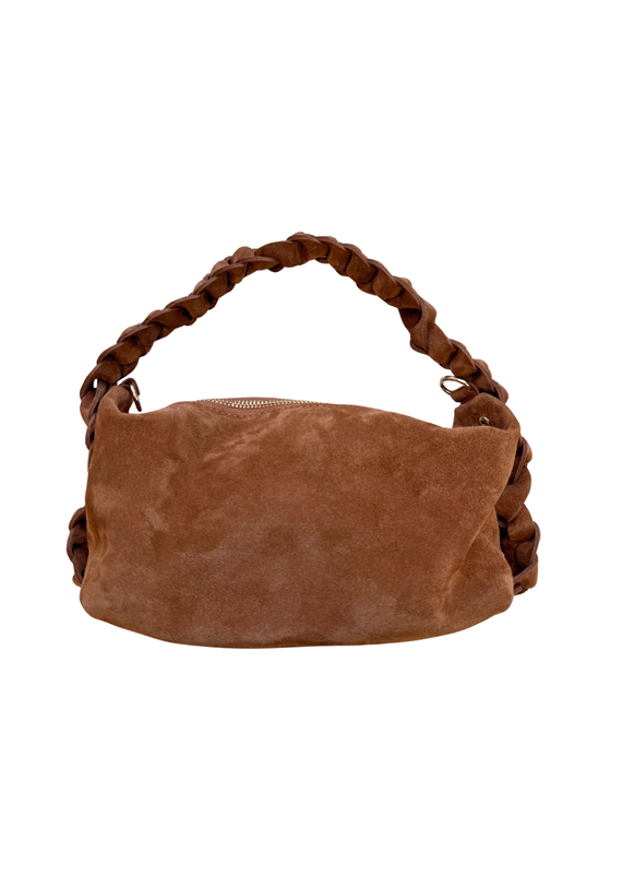 21Jewelz Suede tas met gevlochten hengsel - cognac