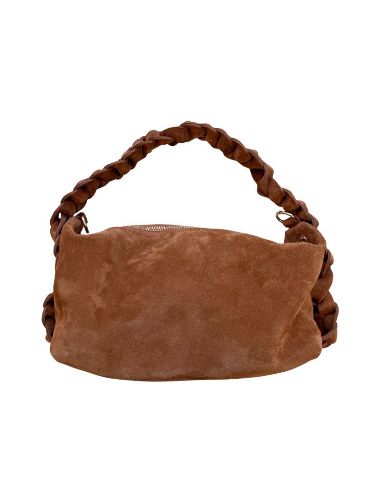 21Jewelz Suede tas met gevlochten hengsel - cognac