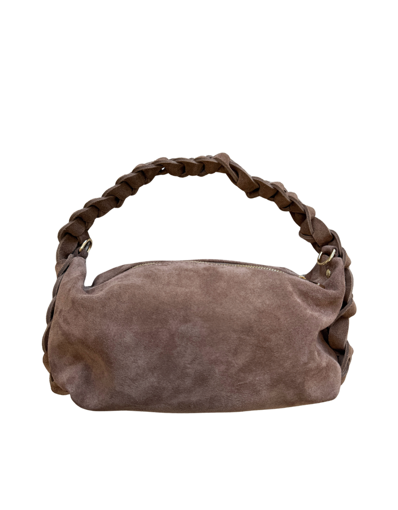 21Jewelz Suede tas met gevlochten hengsel - taupe