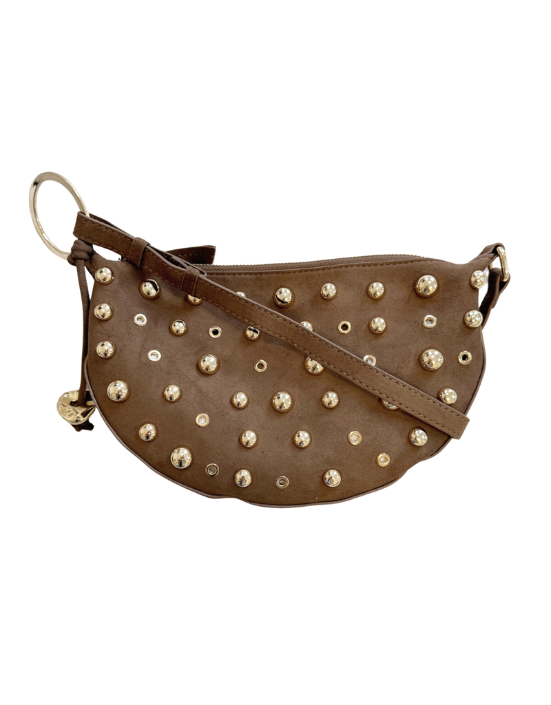 21Jewelz Halfronde tas met studjes - camel