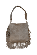 21Jewelz Medium handtas met vlecht en franjes - suede taupe