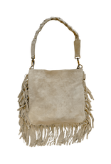 21Jewelz Medium handtas met vlecht en franjes - suede beige