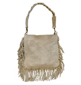 21Jewelz Medium handtas met vlecht en franjes - suede beige