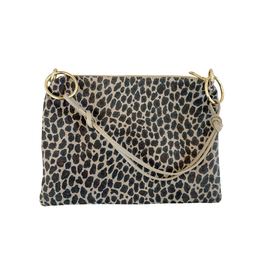 21Jewelz Middel grote tas met gouden ringen - suede panterprint