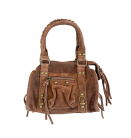21Jewelz Tasje met hengsel en gouden details - suede camel