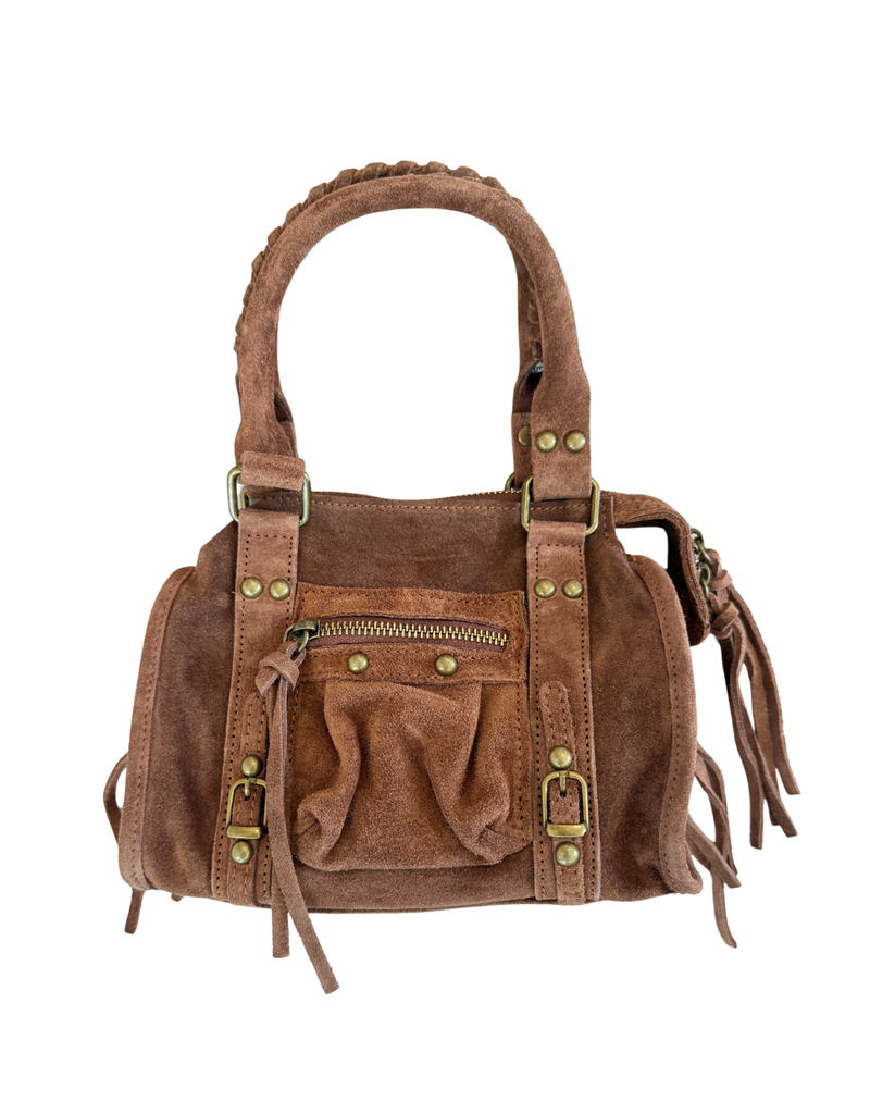21Jewelz Tasje met hengsel en gouden details - suede camel