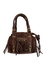 21Jewelz Tasje met hengsel en gouden details - suede bruin