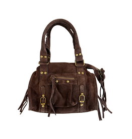 21Jewelz Tasje met hengsel en gouden details - suede bruin