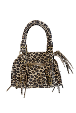 21Jewelz Tasje met hengsel en gouden details - suede panterprint