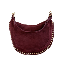 21Jewelz Middelgrote halfronde tas met studs - suede bordeaux