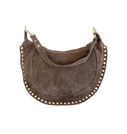 21Jewelz Middelgrote halfronde tas met studs - suede taupe