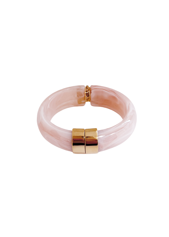 21Jewelz Statement bangle met gouden detail - licht roze