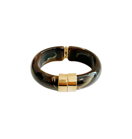 21Jewelz Statement bangle met gouden detail - bruin