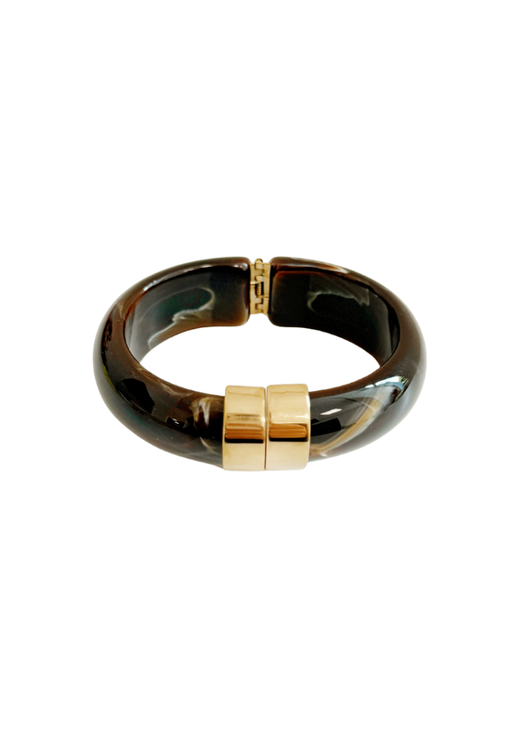21Jewelz Statement bangle met gouden detail - bruin
