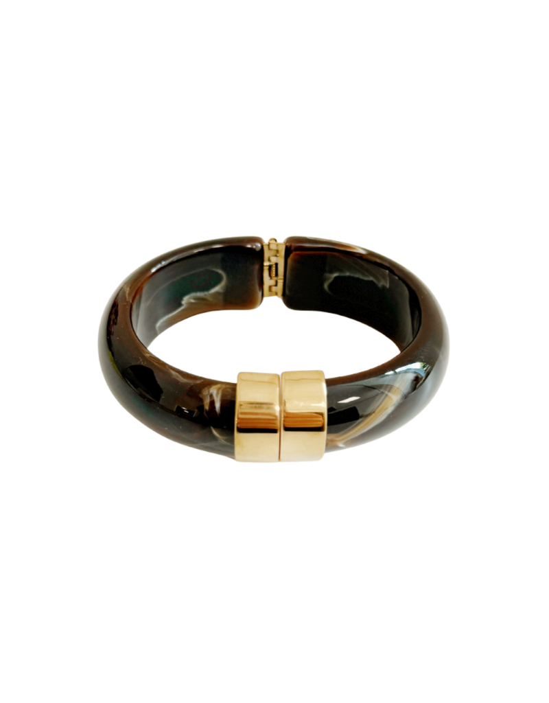 21Jewelz Statement bangle met gouden detail - bruin