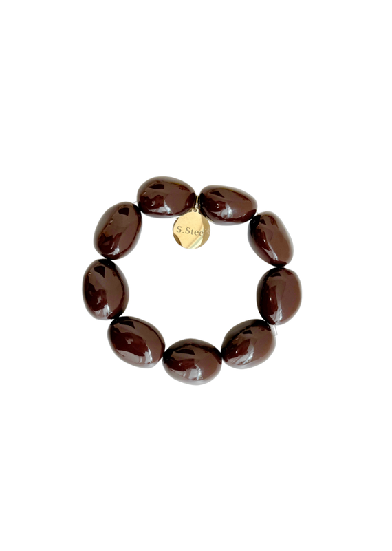 21Jewelz Statement armband met ovale kralen - bruin