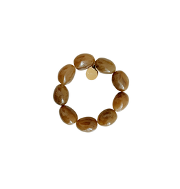 21Jewelz Statement armband met ovale kralen - camel