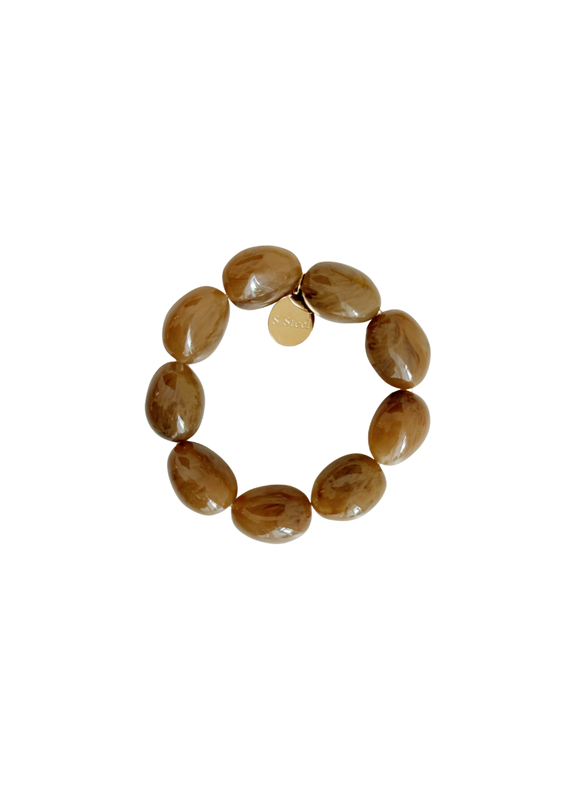 21Jewelz Statement armband met ovale kralen - camel