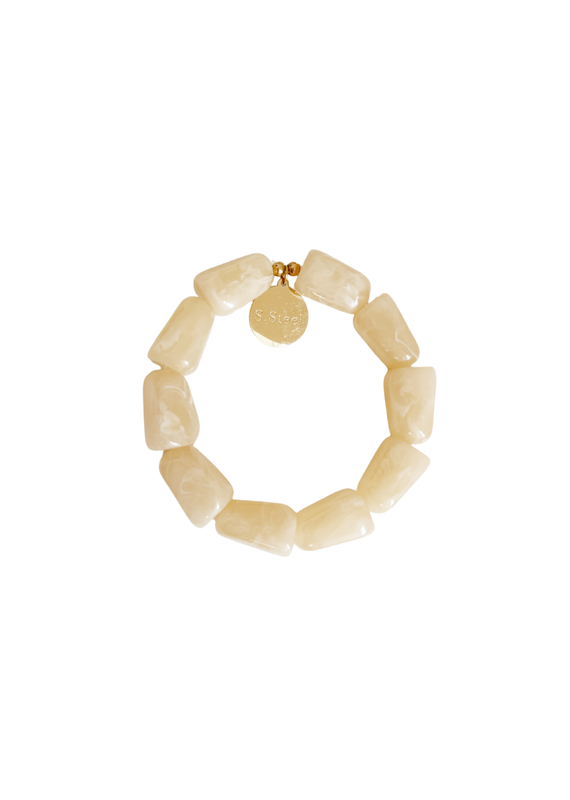 21Jewelz Statement armband met rechthoekige kralen - beige