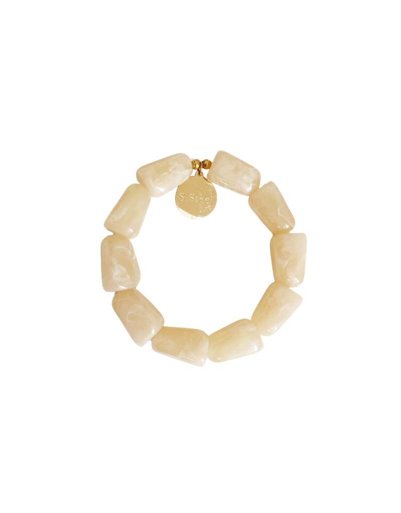 21Jewelz Statement armband met rechthoekige kralen - beige