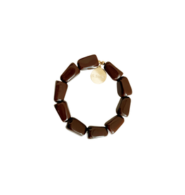 21Jewelz Statement armband met rechthoekige kralen - bruin