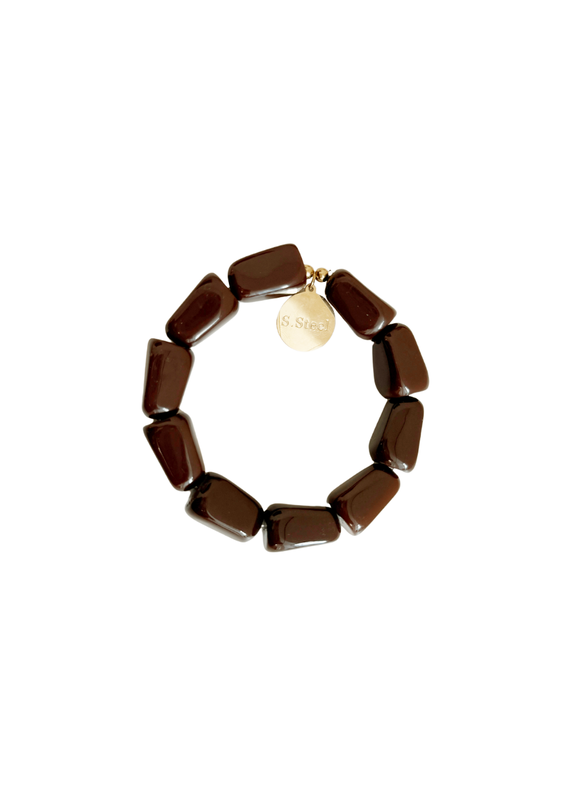 21Jewelz Statement armband met rechthoekige kralen - bruin