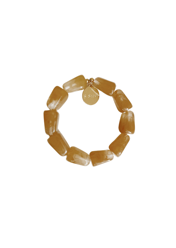 21Jewelz Statement armband met rechthoekige kralen - camel