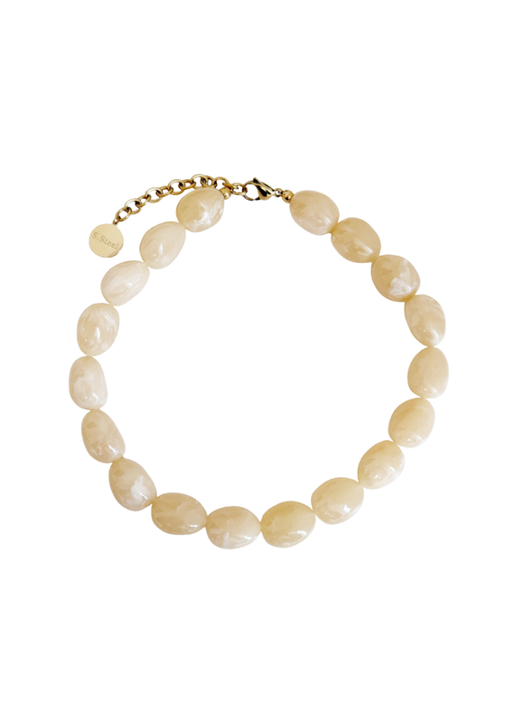 21Jewelz Statement ketting met ovale kralen - beige