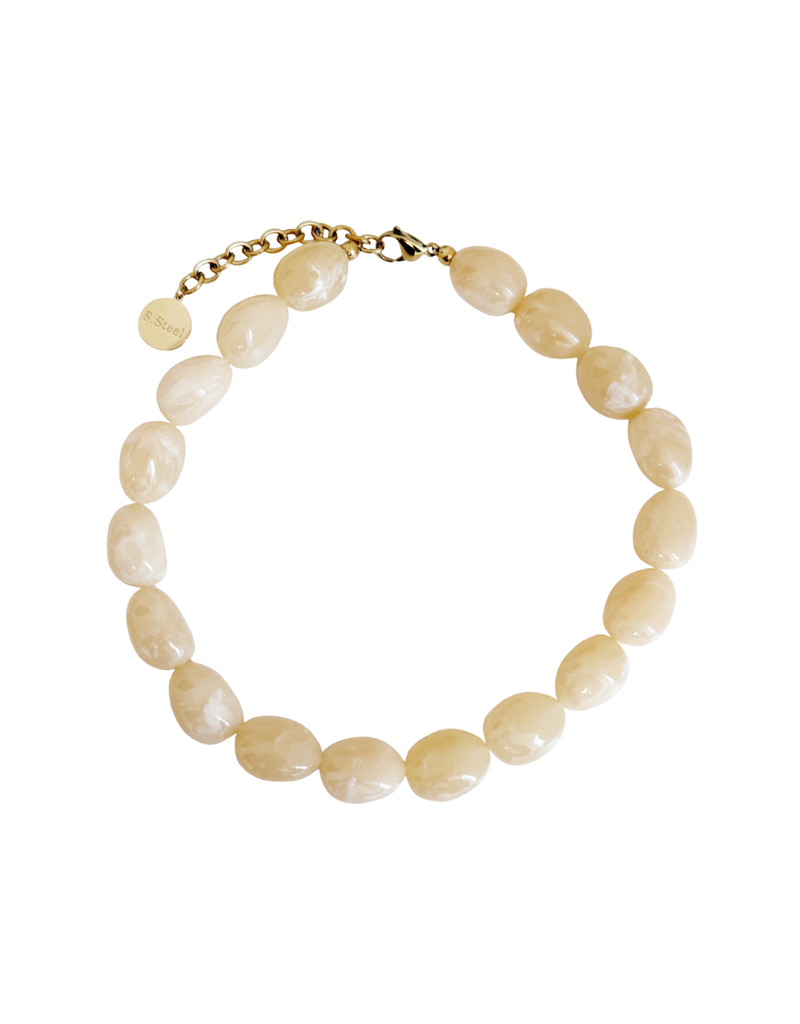 21Jewelz Statement ketting met ovale kralen - beige