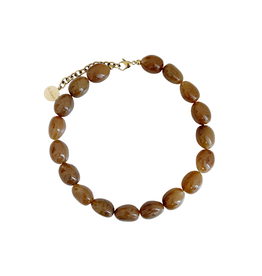 21Jewelz Statement ketting met ovale kralen - camel