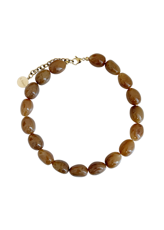 21Jewelz Statement ketting met ovale kralen - camel