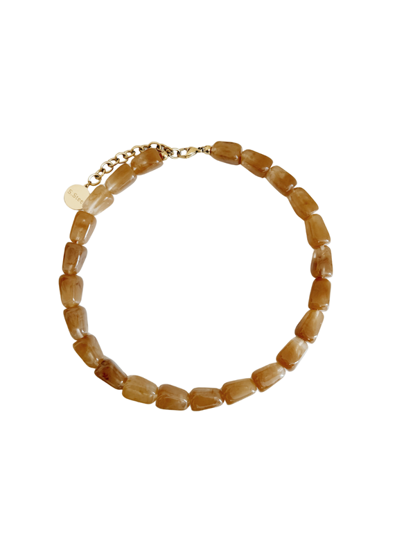 21Jewelz Statement ketting met rechthoekige kralen - camel