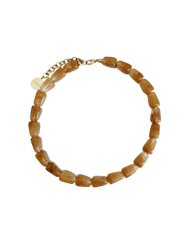 21Jewelz Statement ketting met rechthoekige kralen - camel