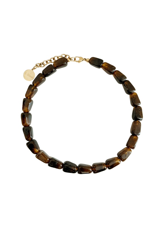 21Jewelz Statement ketting met rechthoekige kralen - bruin