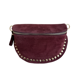 21Jewelz Crossbody tas met gouden studs - suede burgundy