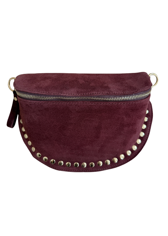 21Jewelz Crossbody tas met gouden studs - suede burgundy