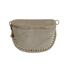 21Jewelz Crossbody tas met gouden studs - suede beige