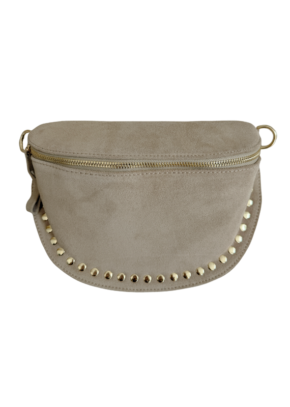 21Jewelz Crossbody tas met gouden studs - suede beige