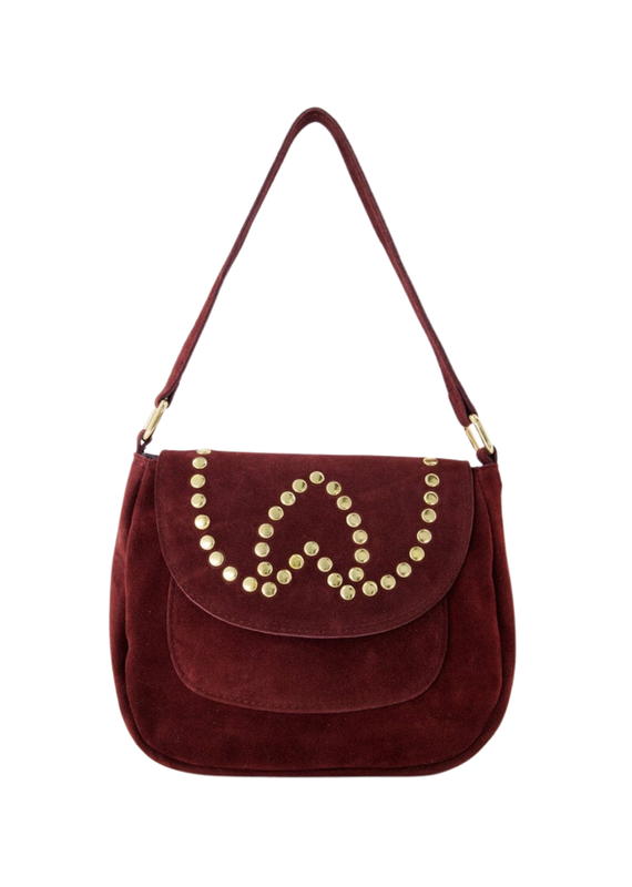 21Jewelz Schoudertas met studs - suede bordeaux