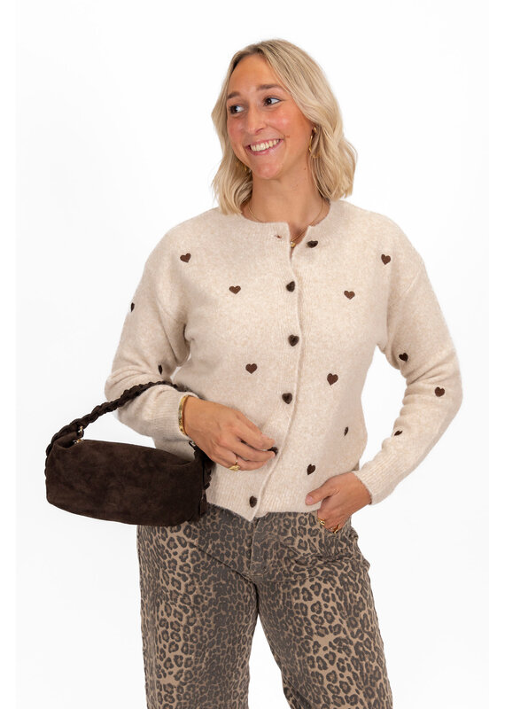 21Jewelz Gebreide hartjes vestje - beige/bruin