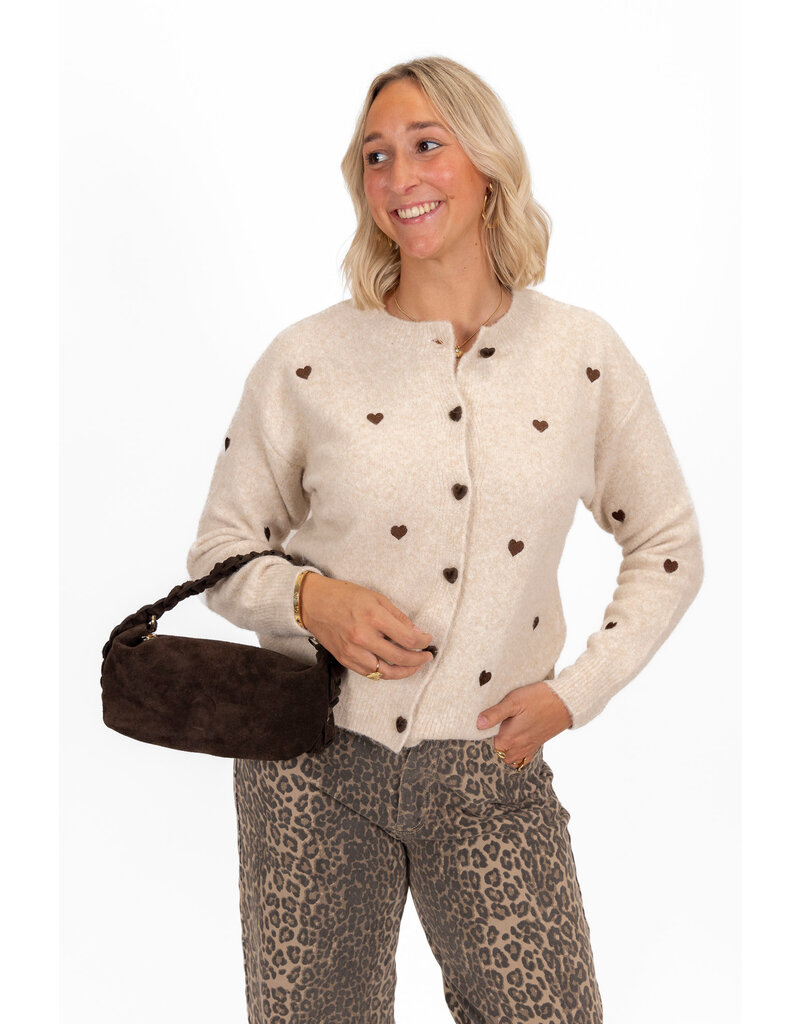 21Jewelz Gebreide hartjes vestje - beige/bruin