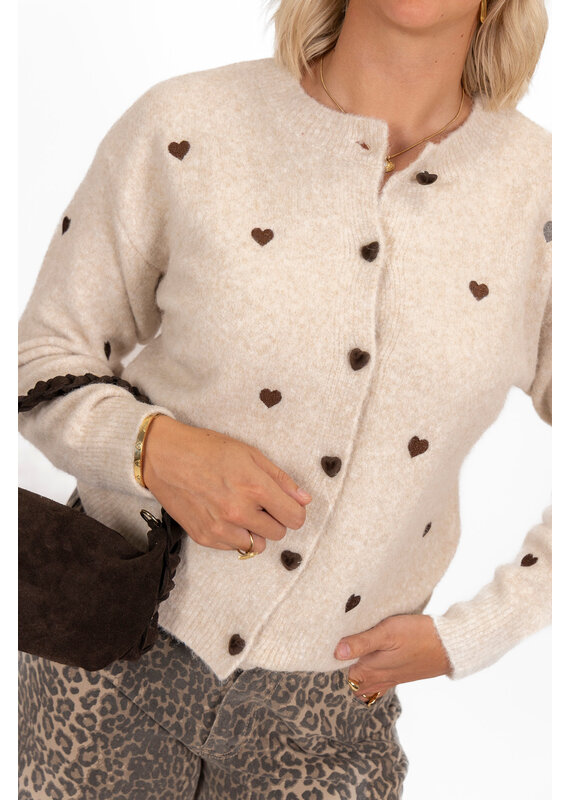 21Jewelz Gebreide hartjes vestje - beige/bruin