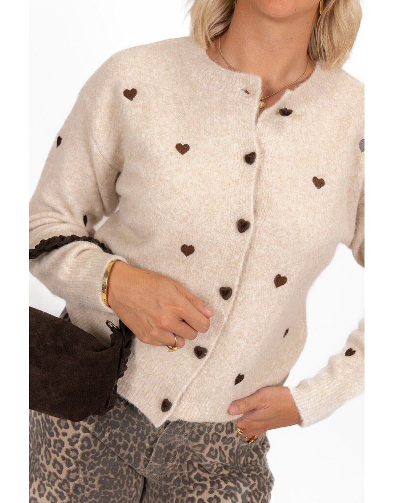 21Jewelz Gebreide hartjes vestje - beige/bruin