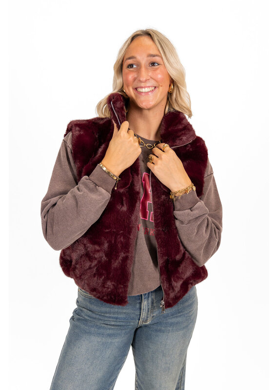 21Jewelz Gilet met rits - fluffy bordeaux