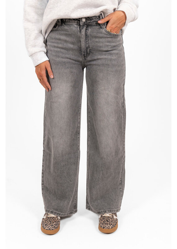 21Jewelz Basic stretch wide leg jeans - grijs